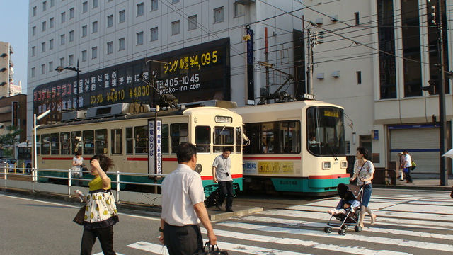 Toyama trams outside Toyama Station