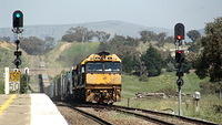 Northbound container enters Yass Junction