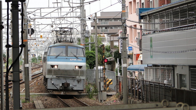 EF66 approaching Nishiakashi Station