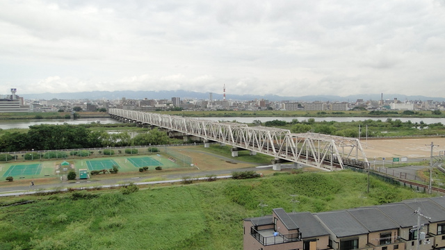 View from residential block on south side.