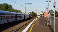 The Overland passes a ComEng at Middle Footscray